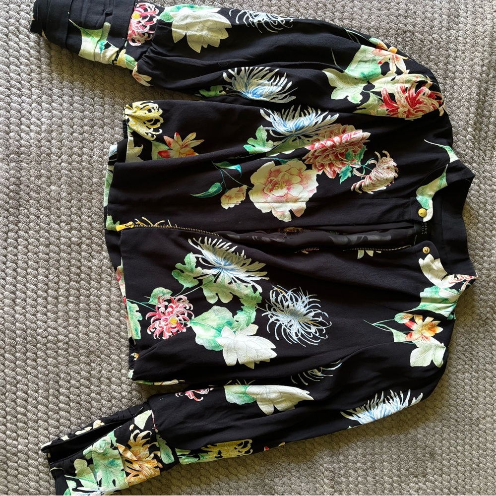 Floral Black Bomber style Jacket
